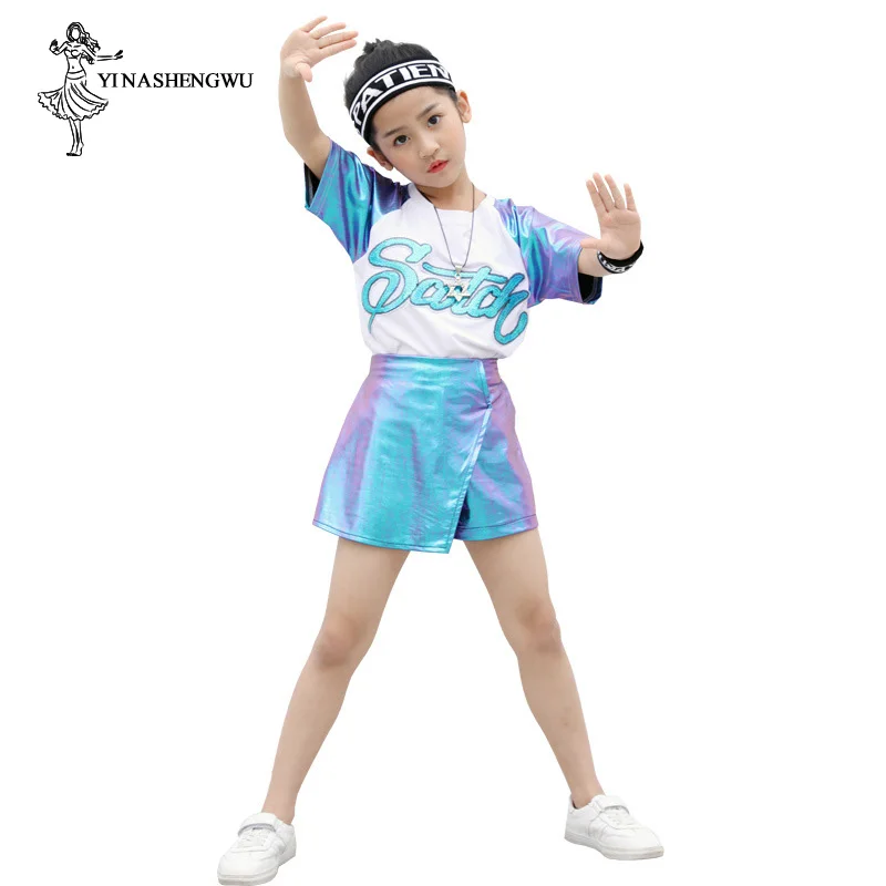 Comprar Trajes de baile de Jazz para niñas, juego de baile de calle para niños, ropa de baile de Jazz para niñas, trajes de actuación de lentejuelas
