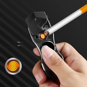 

LED Hand Spinner USB Electronic Cigarette Lighters With Box Flameless USB Charging Plasma Lighter Multiple Patterns Flash Glare