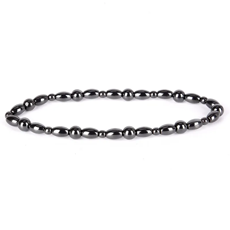 

Magnetic Therapy Anklet Weight Loss Round Black Stone Health Care Hematite Stretch Anklet for Men Women Jewelry