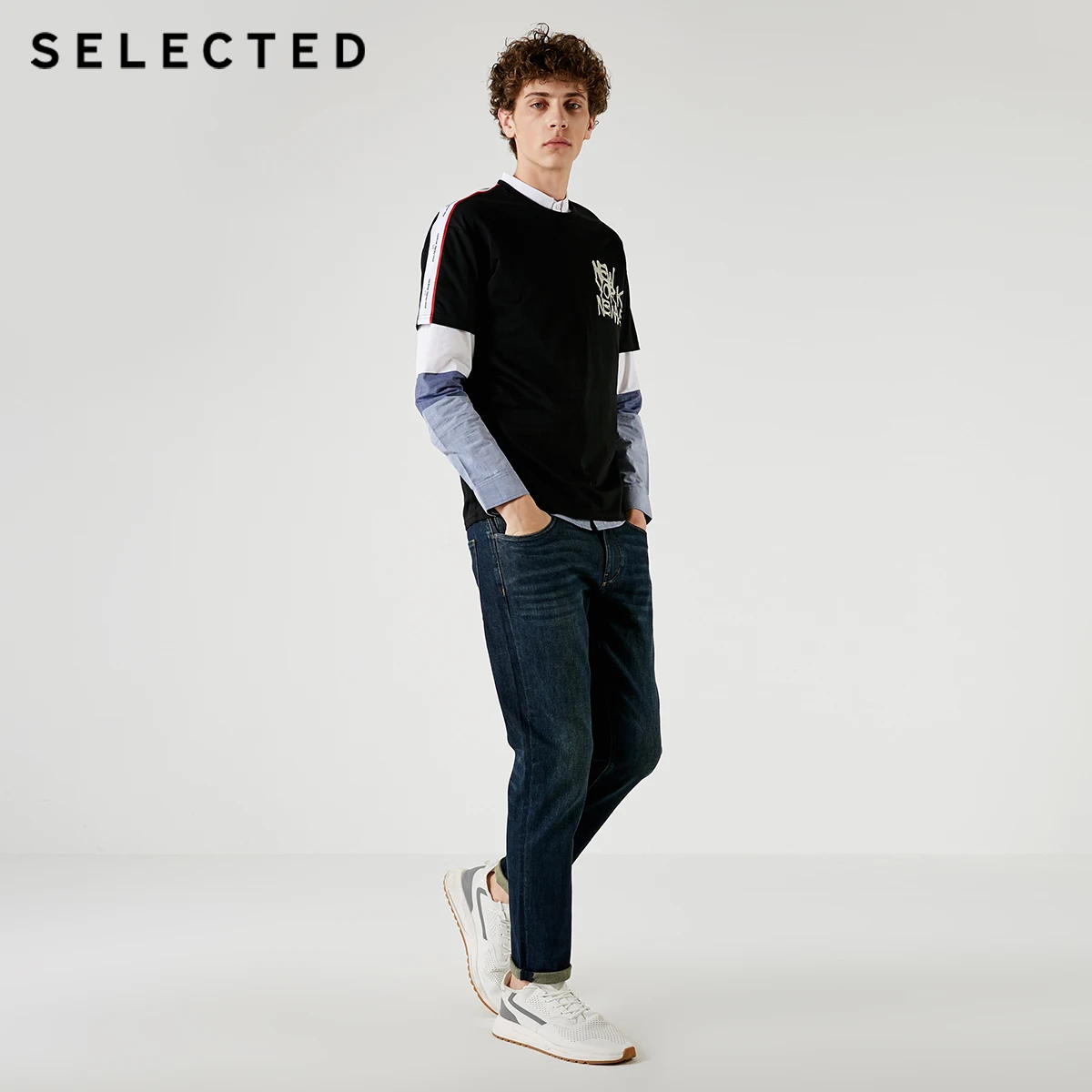 Выбранные мужские джинсы из лайкры легкий стрейч винтажный Тонкий Осень и зима