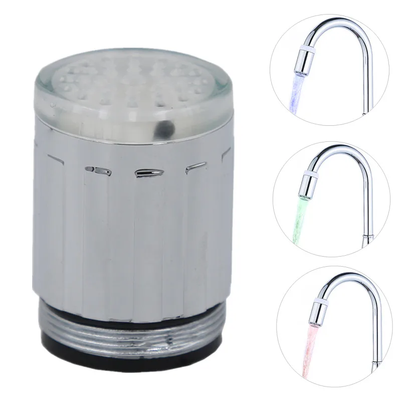 

Three-color Water Stream Temperature Sensitive LED Faucet Tap,Color LED faucet light automatic sensor change no battery 20%Off