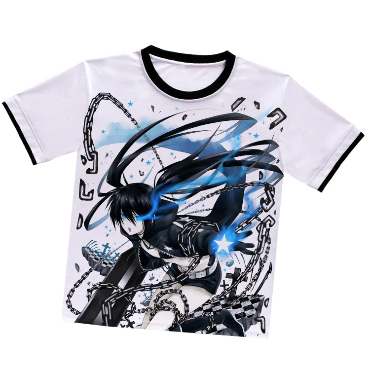 The New Mens Cotton Fashion Short Sleeve Black Rock Shooter Anime T-Shirt The New Mens Cotton Fashion Short Sleeve Black Rock Shooter Anime T-Shirt