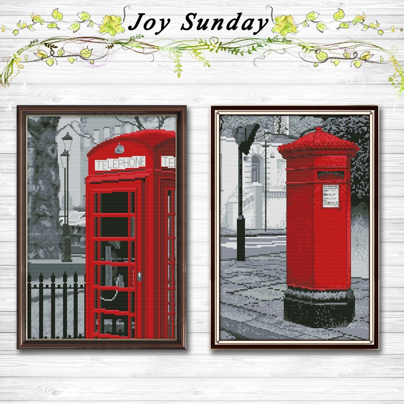 

Telephone Booth Mailbox decor Patterns 14CT 11CT Counted Cross Stitch Sets embroidery sets Needlework kits Home decor