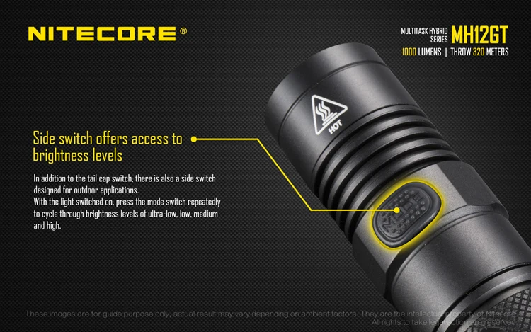 Топ продаж NITECORE MH12GT 1000LM светодиодный 18650 3400mah аккумулятор USB Перезаряжаемый Фонарик поисково-спасательный портативный фонарь