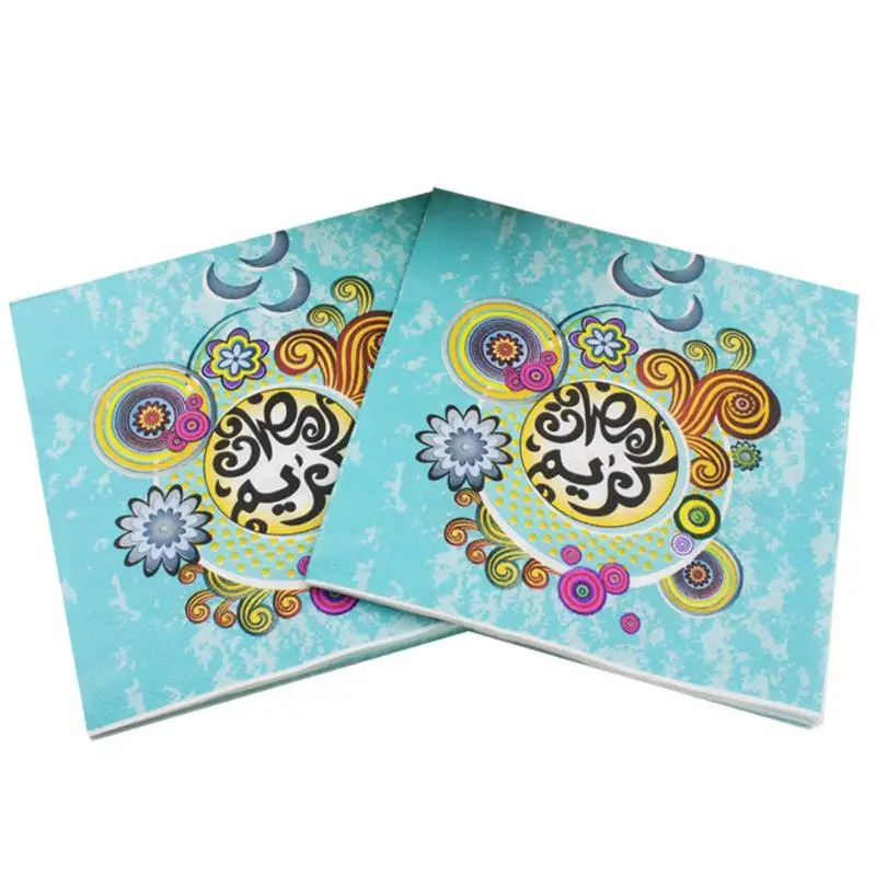 

20 pcs/set new Hot sale high quality Printed Eid al-Fitr Ramadan Paper Napkin For Islamism Muslem Tissue party Decor