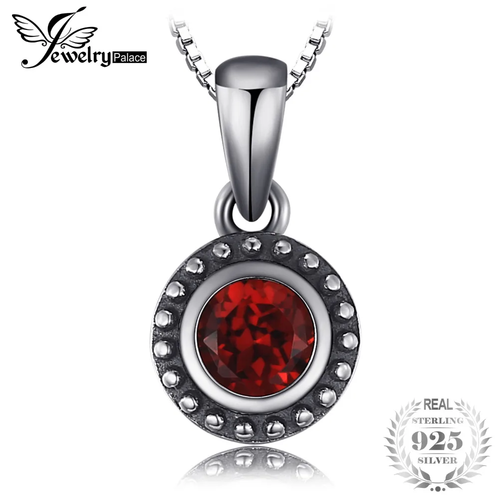 JewelryPalace Vintage 0.6ct Genuine Garnets Pendant For Wedding Women 100% 925 Sterling Silver