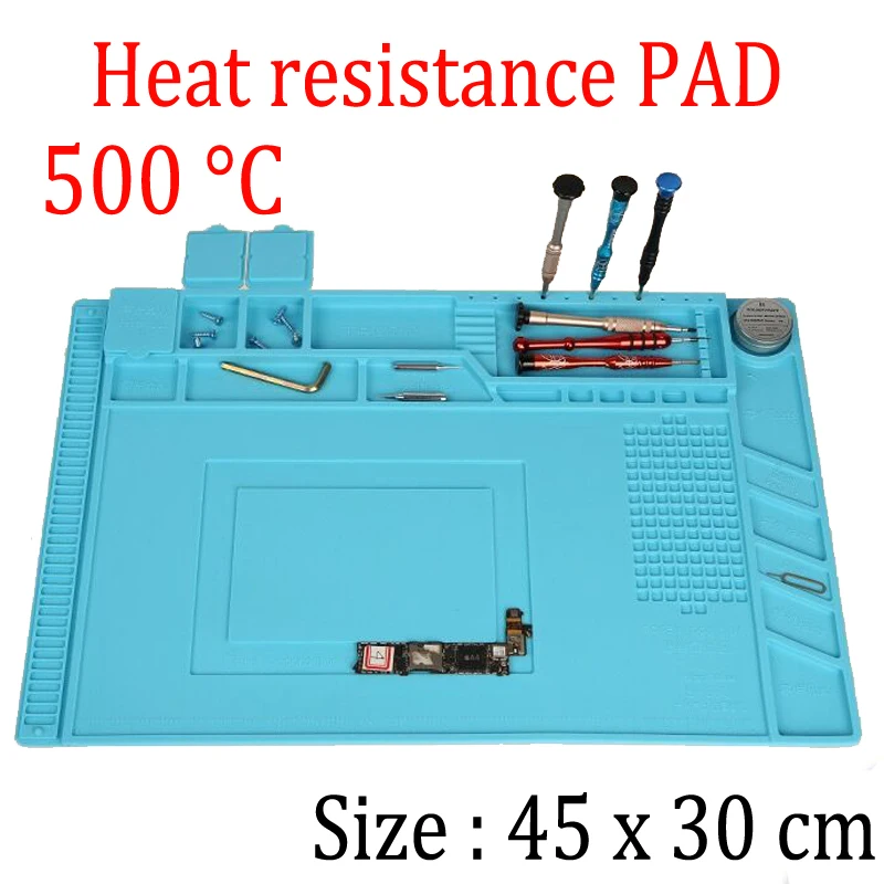 

45x30cm Heat Insulation Silicone Pad Desk Mat Maintenance Platform for phone BGA Soldering Repair Station with Magnetic Section