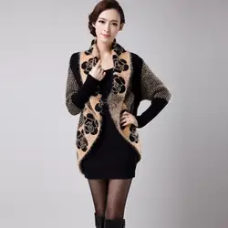 Осень для женщин Мода цветок мохеровые вязаные шаль кардиган свитер кардиганы для корейский стиль с длинным рукавом средней длинны
