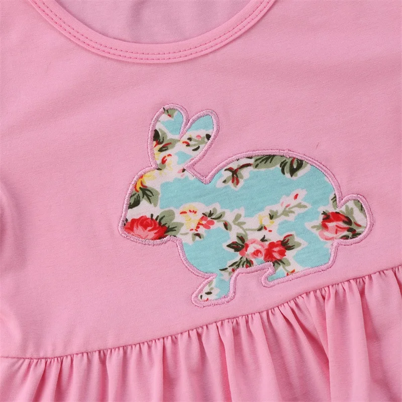Новинка года; детский Пасхальный комплект из 3 предметов для маленьких девочек пасхальное розовое платье Футболка с оборками и брюки комплект детской летней одежды