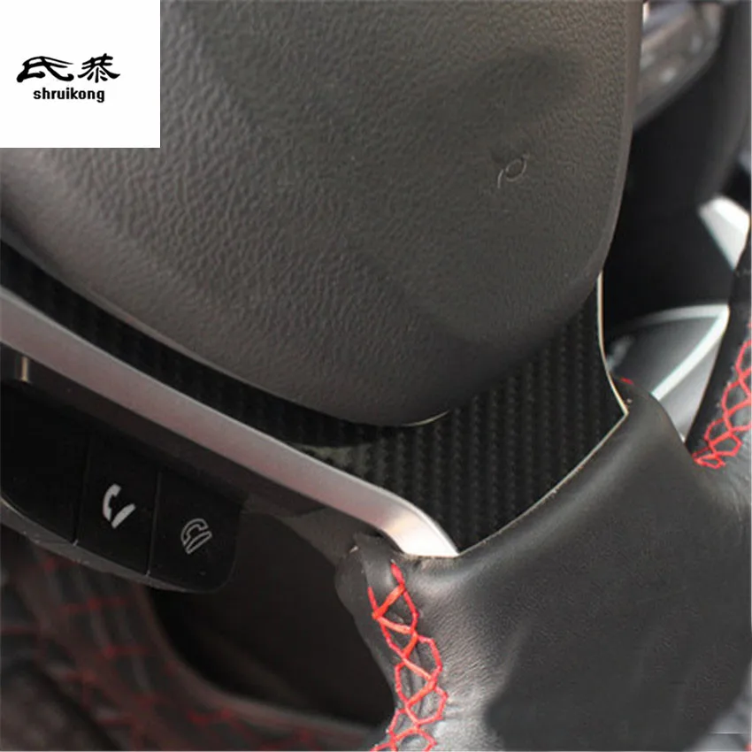 

Free shipping 1pc carbon fiber car stickers grain steering wheel decoration cover for 2016-2018 SUZUKI Vitara car accessories