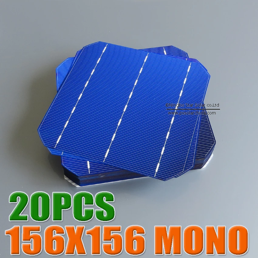 20pcs 4.4 W 18% - 18.2%efficiency 156 Mono monocrystalline Solar PV Cell 6x6 for Diy Solar module Panels WY 20pcs 4.4 W 18% - 18.2%efficiency 156 Mono monocrystalline Solar PV Cell 6x6 for Diy Solar module Panels WY