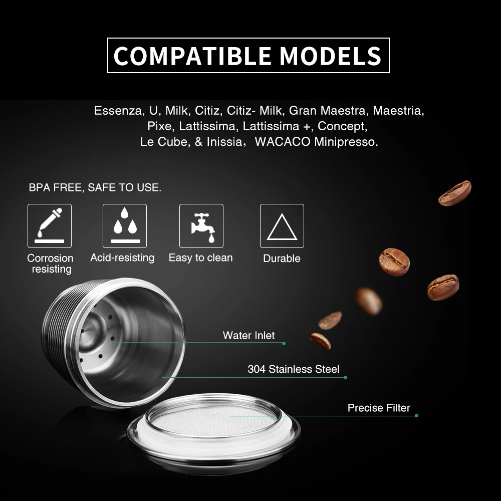 Металлическая многоразовая кофейная Капсульная ложка Nespresso с зажимами для