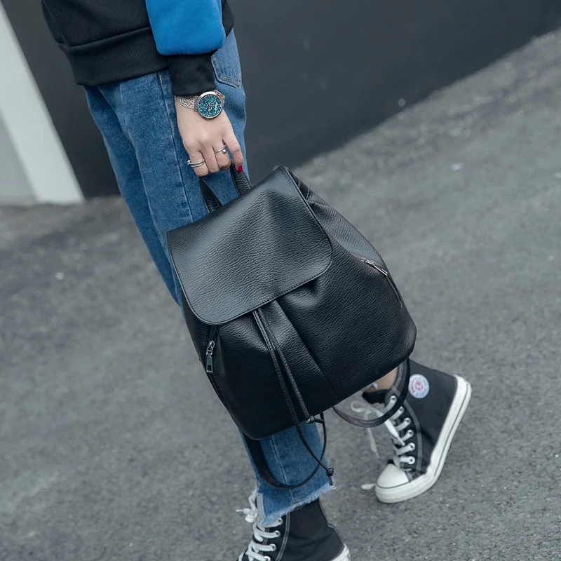 Mochila De mujer de patrón de flores de diseñador de cuerdas de cuero suave PU bolso de hombro de mujer mochilas de viaje Softback Mochila Mochila De mujer de patrón de flores de diseñador de cuerdas de cuero suave PU bolso de hombro de mujer mochilas de viaje Softback Mochila