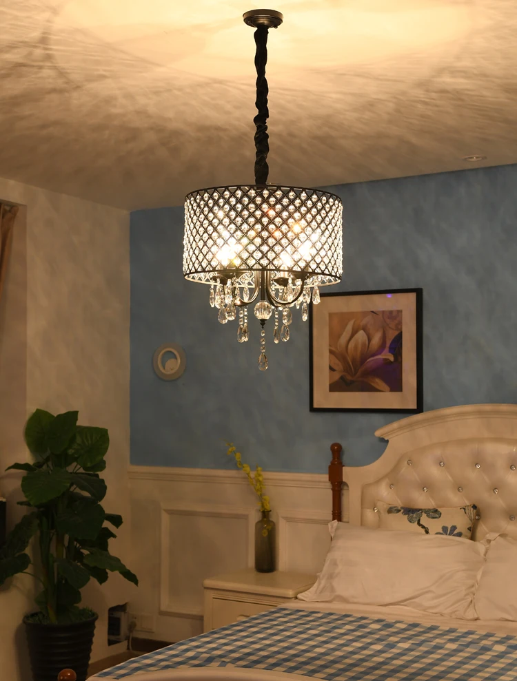 Хрустальная лампа абажуры люстры освещение спальня столовая кухня блеск салон черный серебряный клетка Chandeleir осветительные приборы