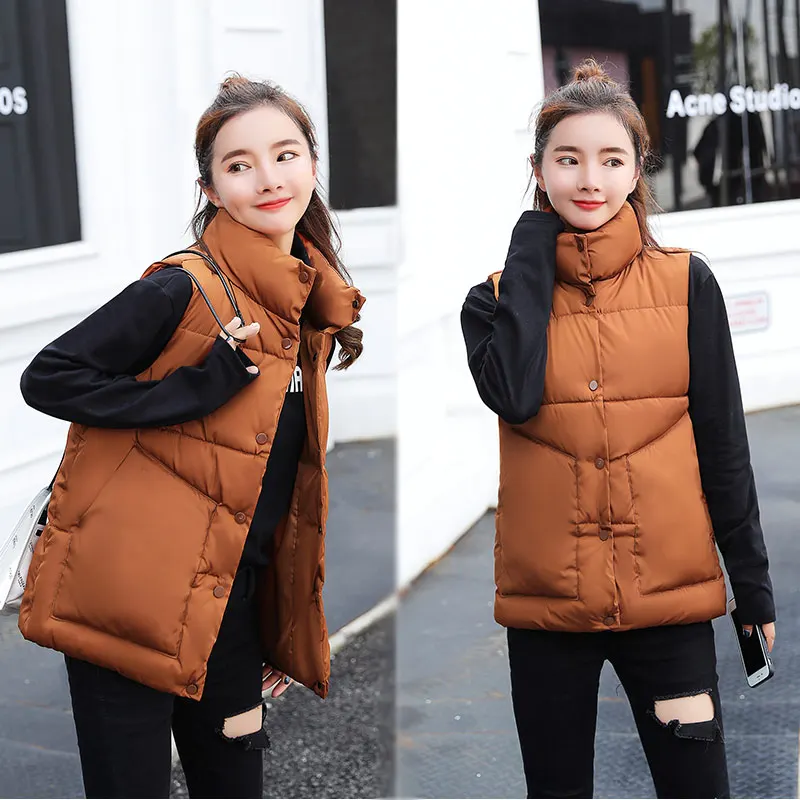 

Brieuces 2018 Autumn Women's Vest Winter Warm Stand Collar Zip Up Solid Lightweight Quilted Autumn Fashion Vest Slim Pocket Tops