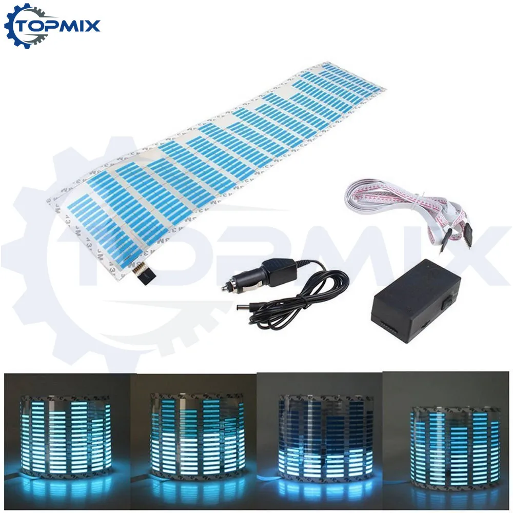 1Pcs 45 11cm Sound Music Activated Car Stickers Equalizer Glow Blue LED Light DC 12V Rhythm