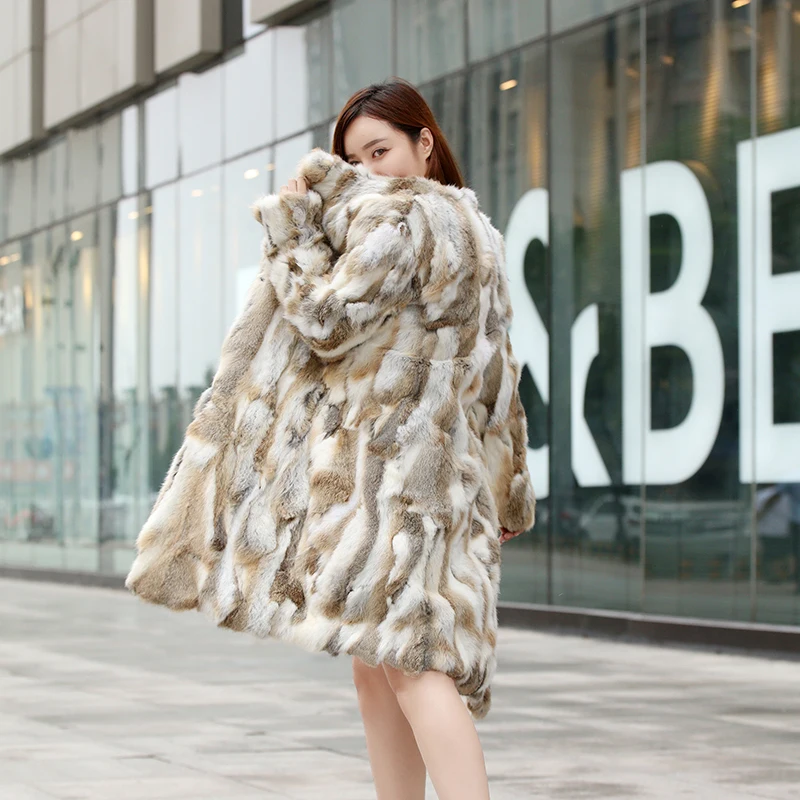 Многоцветное фабричное винтажное длинное пальто из натурального кроличьего меха, длинное пальто из натурального меха, Горячая Скидка TSR127