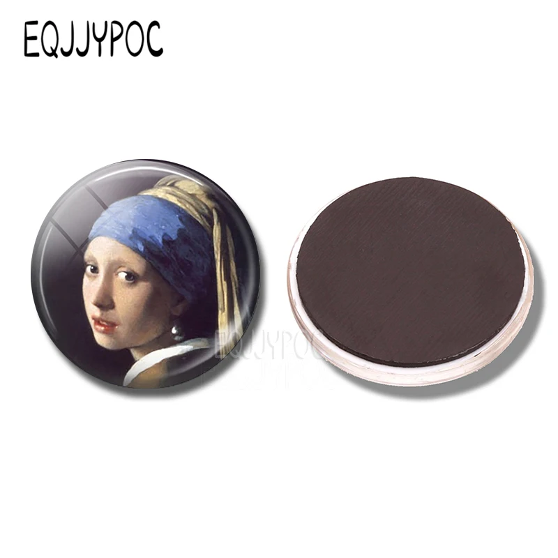 

Johannes Vermeer's Masterpiece Art: Girl with Pearl Earrings - 30MM Fridge Magnet Glass Dome Magnetic Refrigerator Stickers