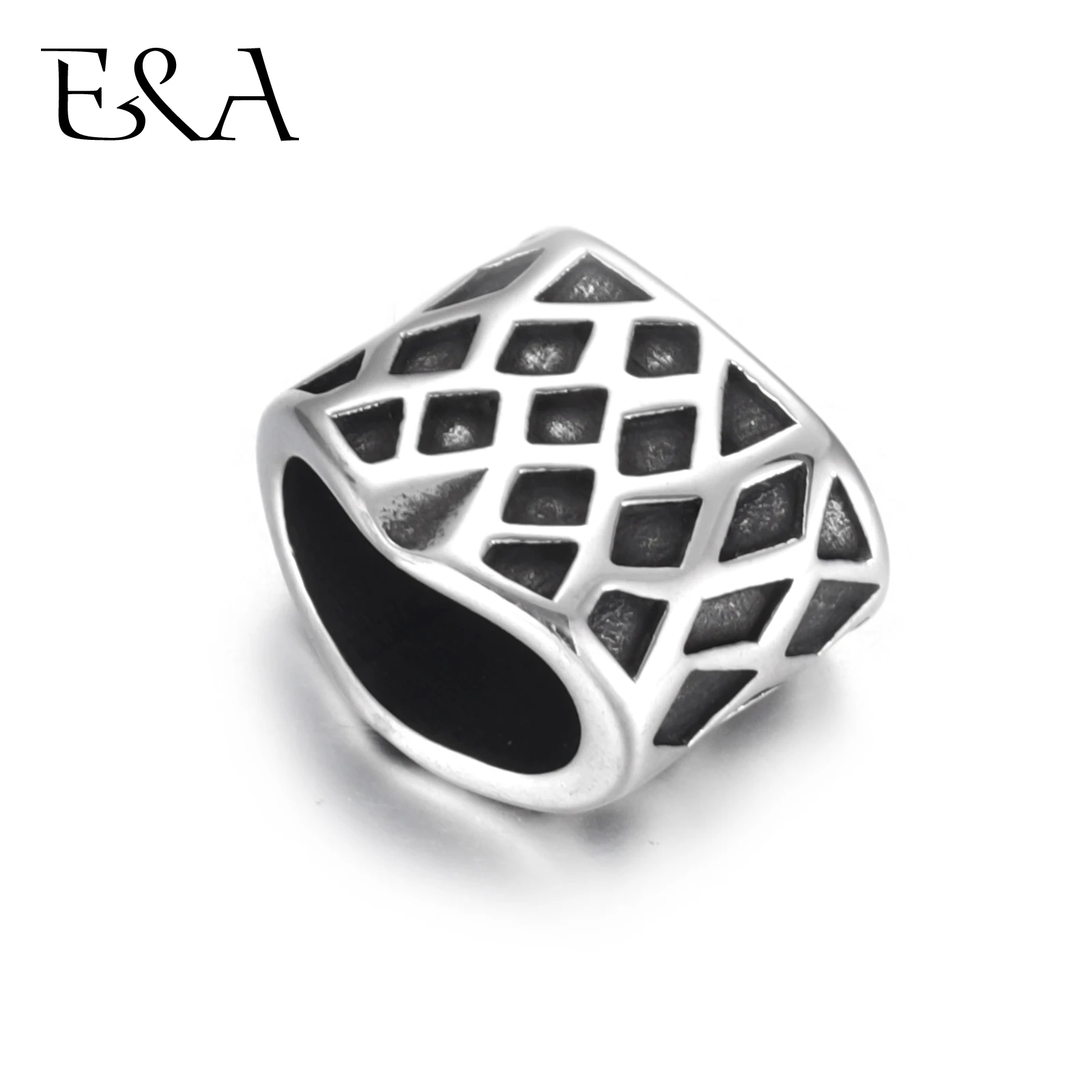 

Stainless Steel Slider Beads Grid Blacken Hole 10*5mm for Leather Bracelet Making Jewelry DIY Slide Charms Accessories