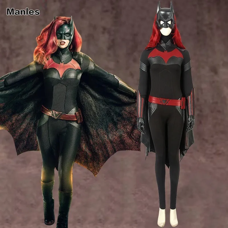 

Batwoman Costume Katherine Rebecca Kate Kane Cosplay Brightbat Adult DC Comics Halloween Carnival Only Boots Cloak Jumpsuit