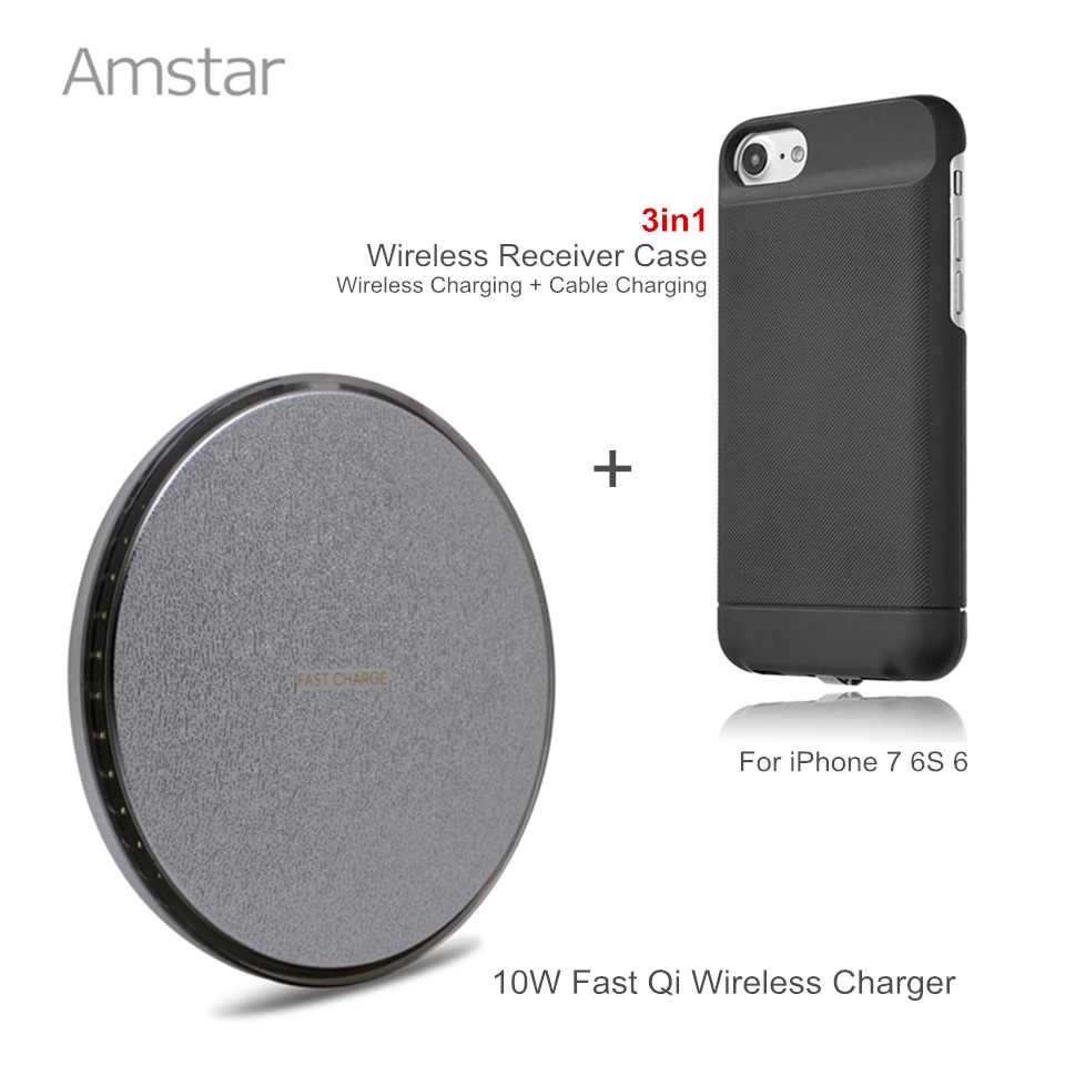 Amstar 10W Fast Qi Wireless Charger Charging Pad Qi Charger + Qi