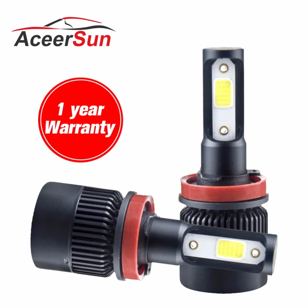 

Aceersun 2pcs LED Car Headlights 72W 8000LM COB Auto Headlamp Bulbs H1 H3 H4 H7 H11 9005 9006 6500k 4300k Car Styling Lights 12V