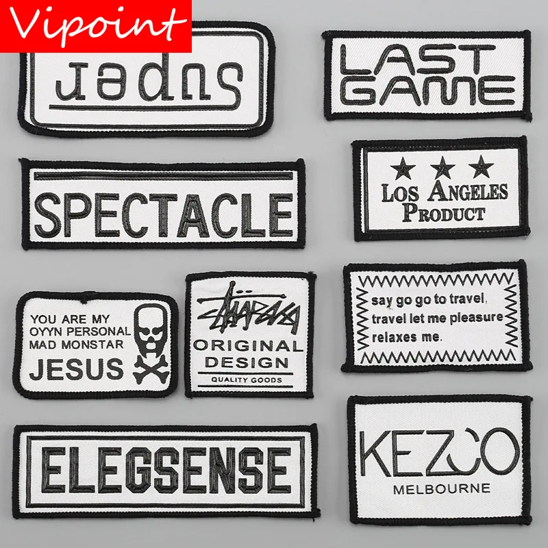 

VIPOINT embroidery printed warning patches letter alphabet patches badges applique patches for clothing YM-26