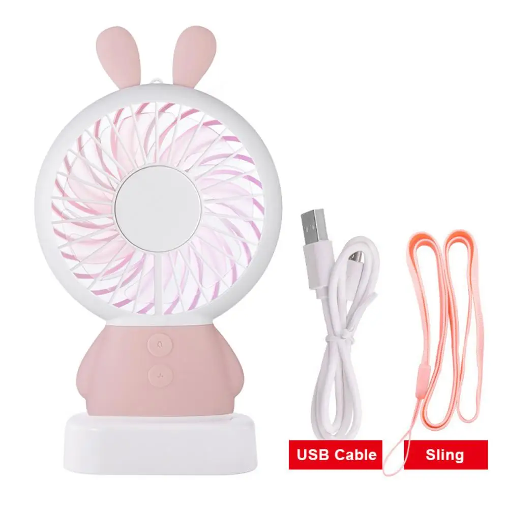 USB мультфильм переносной мини-вентилятор ручной вентилятор с шнурком цветной охладитель света