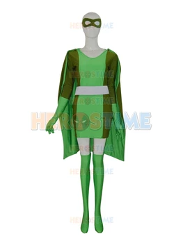 

Halloween Cosplay Suit Totally Spies Lycra Spandex Cool Green Custom Female Superhero Costume with cape For Adult/Kids/Custom