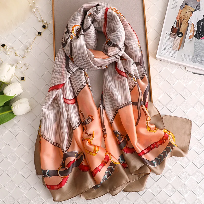 Высококачественный шелковый шарф для женщин, роскошные брендовые дизайнерские шали и палантины, мягкий длинный Пашмина, женский платок, бандана, хиджаб, femme