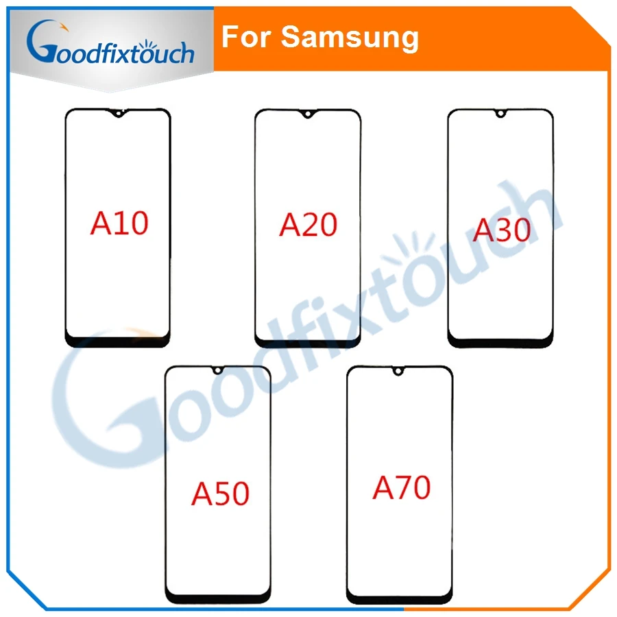 20 шт Для samsung Galaxy A10 A20 A30 A50 A70, сенсорный экран, передняя стеклянная панель, Внешний ЖК-дисплей, объектив A30 A50 A70, переднее стекло