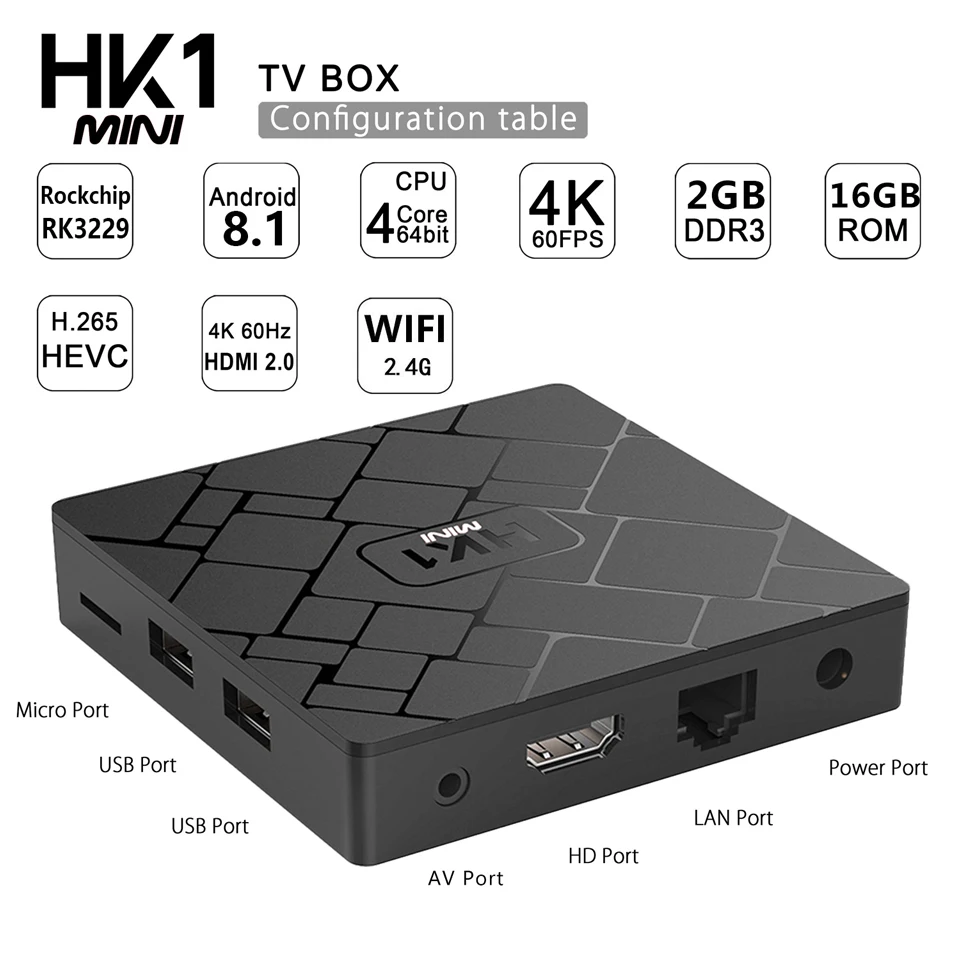 HK1 мини IPTV Франции Box Android 8,1 2 Гб 16 RK3229 2,4 г Wi Fi HK1mini с 1 год QHDTV код IPTV, французский арабский голландский Бельгия