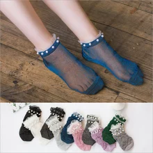 Распродажа, шелковые короткие носки с кристаллами, кружевные эластичные носки, красивые летние ультратонкие женские носки