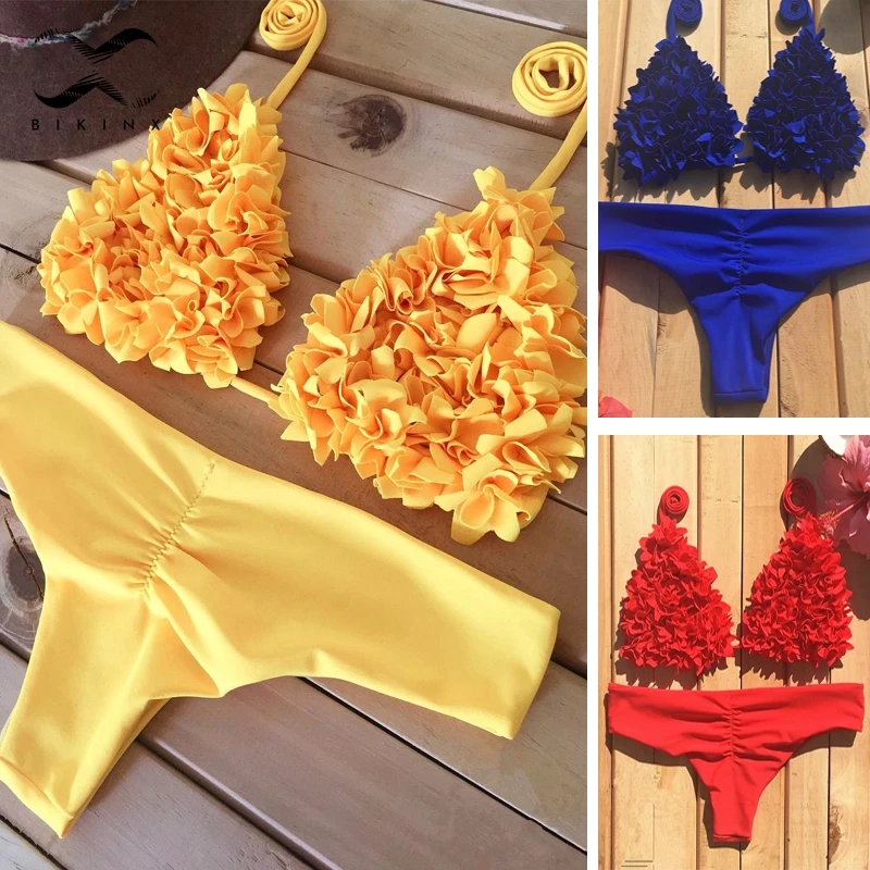 Bikinx 2019 пуш ап женский купальник с оборками треугольник бикини mujer купальный
