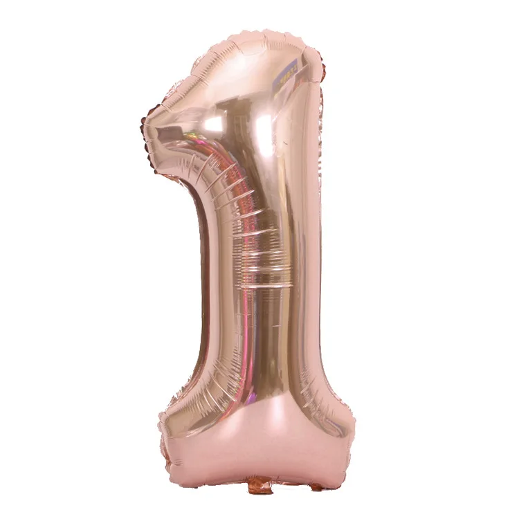 32 дюймов переливающийся розовое золото Радуга Цвет номер Фольга воздушные шары на день рождения вечерние украшения воздушный шар в форме цифры номер 1 шт - Цвет: 1