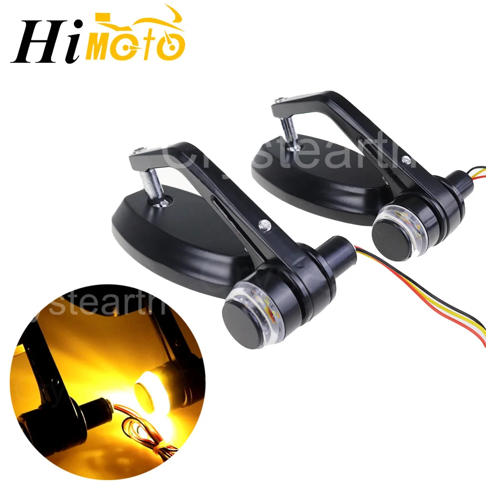 

22mm 7/8" Universal Motorcycle Handlebar Bar End Rear View Side Mirrors With LED Turn Signals For Honda Yamaha SUZUKI Kawasaki