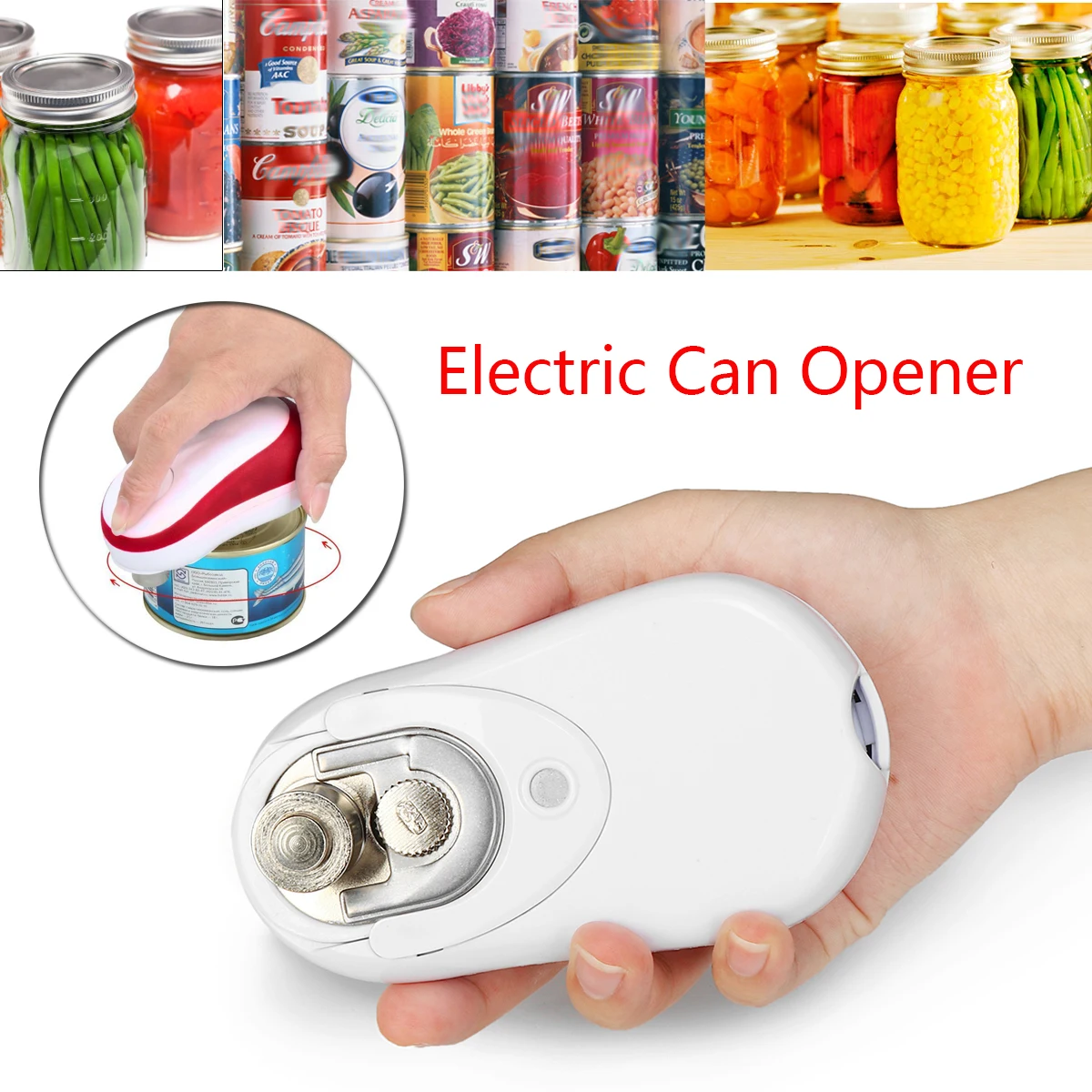 Electric Can Opener Household One Button Start Circle Cans Opener Safe