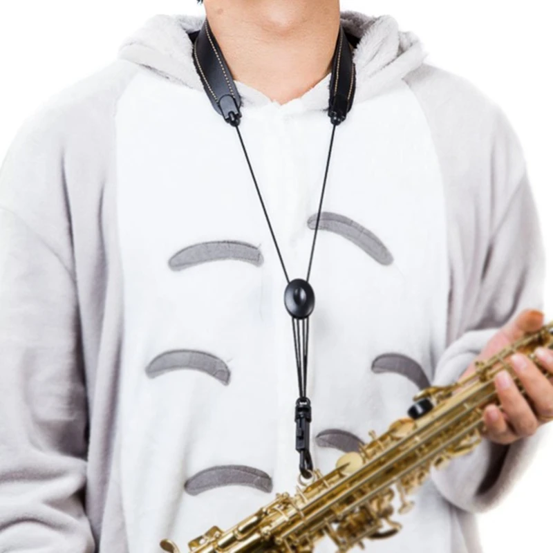 Регулируемый саксофон Саксофон кожаный нейлоновый мягкий шейный ремень с застежкой-крючком