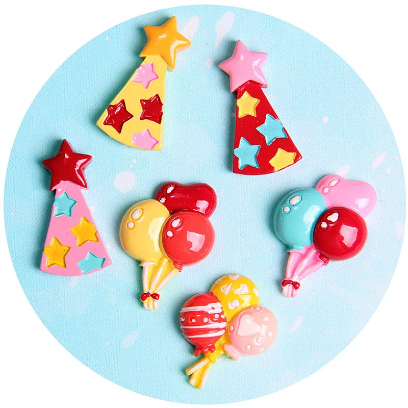 10Pcs Cartoon Balloon Falt Back Resin Cabochon Embellishments for Scrapbooking Cabochons Crafts Kids Hair Bow DIY Accessories | Дом и сад