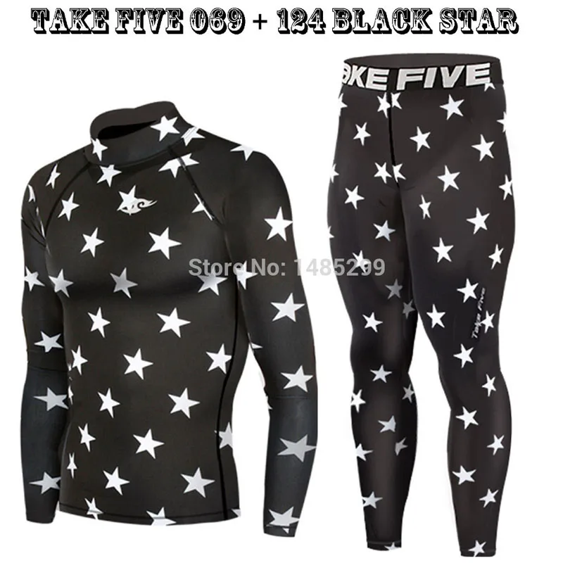 

Newest Edition Take Five Men's Skin Tight Compression Base Layer Camo Running Shirt With Pants -069-124