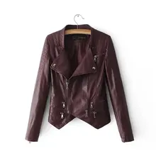 Модная мягкая байкерская куртка из искусственной кожи, женская черная короткая куртка с длинным рукавом в стиле панк, женские зимние пальто на молнии с карманами, Moto Femme