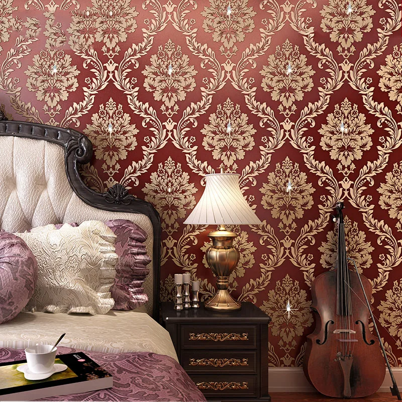 Classic European Style Diamond Damask Wallpaper Roll for Wall 3D Non-woven Wall Paper Living Room Bedroom Background Home Decor Classic European Style Diamond Damask Wallpaper Roll for Wall 3D Non-woven Wall Paper Living Room Bedroom Background Home Decor