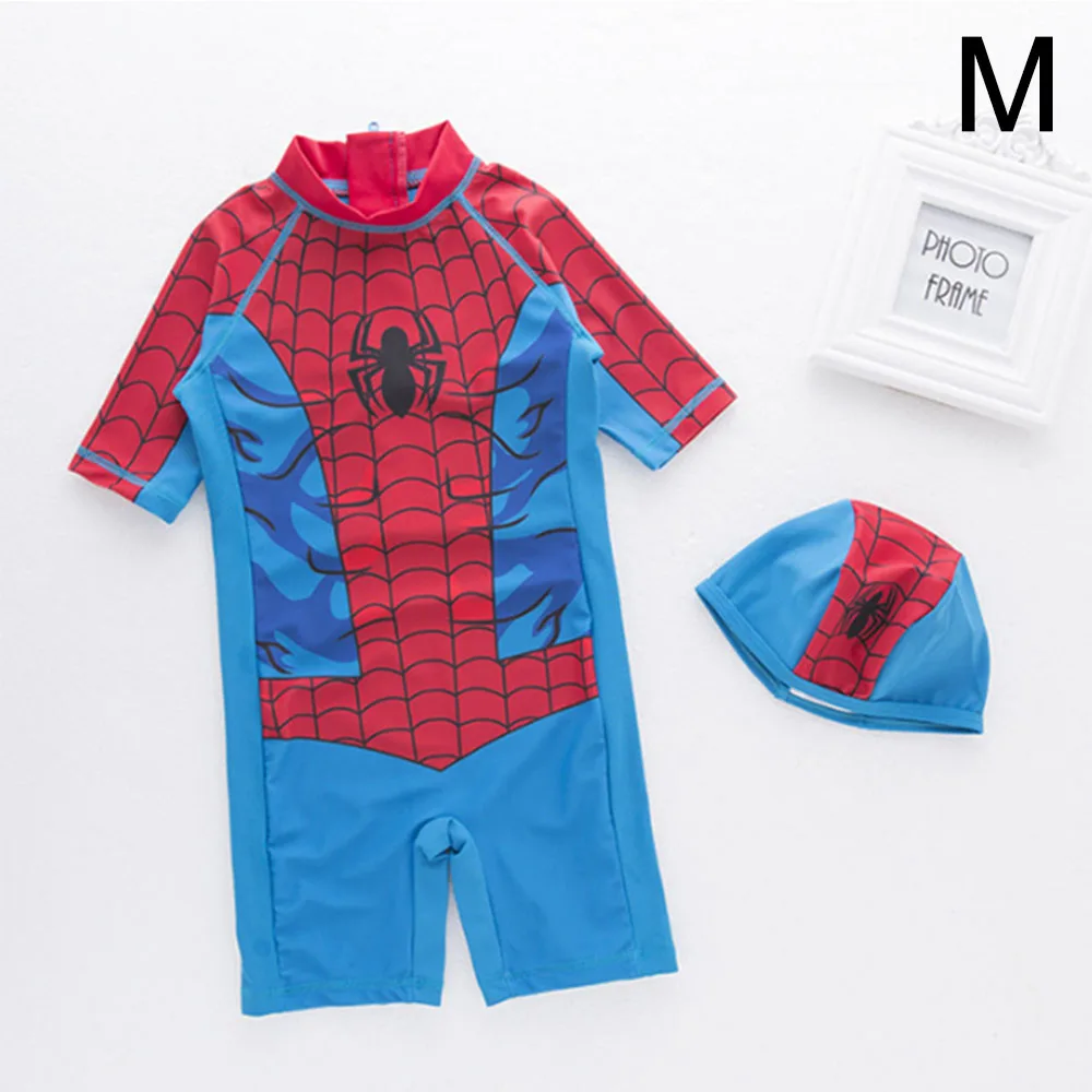 Купальные костюмы для маленьких мальчиков и девочек с рисунком Человека-паука; слитные купальные костюмы для маленьких мальчиков; летняя пляжная одежда для серфинга - Цвет: M