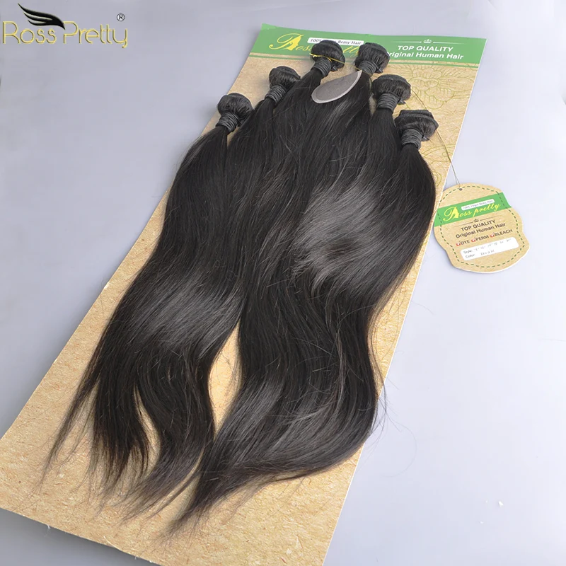 

brazilian hair weave Bundles Straight Human Hair Extension Natural Color Black Hair 35g/pc Remy Ross Pretty brand