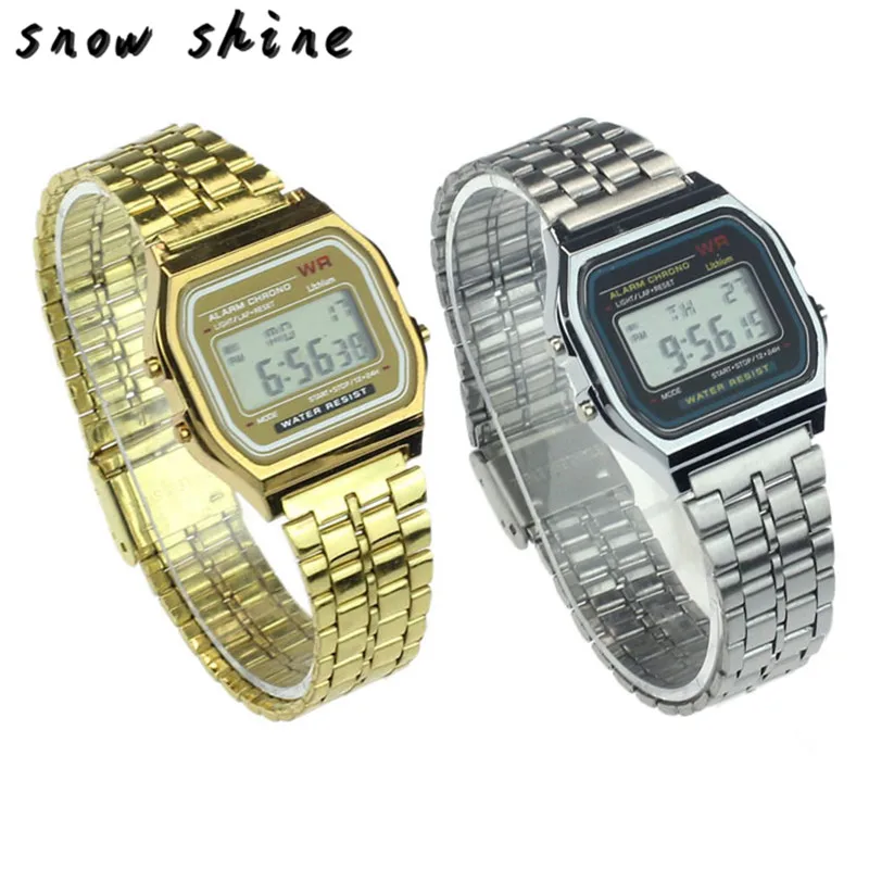 snowshine 30 Womens Men Stainless Steel Digital Alarm Stopwatch Wrist font b Watch b font free