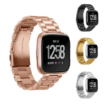 Fitbit Versa Metal Band Black Rose Gold Silver Stainless Steel Strap