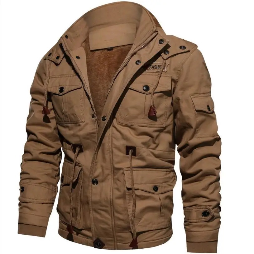  Men's Winter Jackets And Coats Fleece Warm Hooded Coats Thermal Thicker Outerwear Male Military Jac