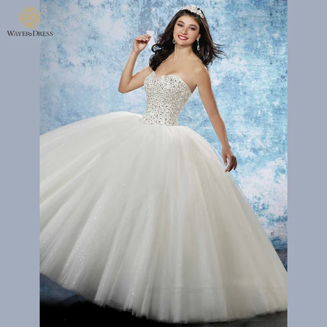 Sparkly Crystal Beaded Princess Ball Gown Wedding Dresses Corset Sparkly Crystal Beaded Princess Ball Gown Wedding Dresses Corset Top Dress Bride Robe De Mariage Vestidos