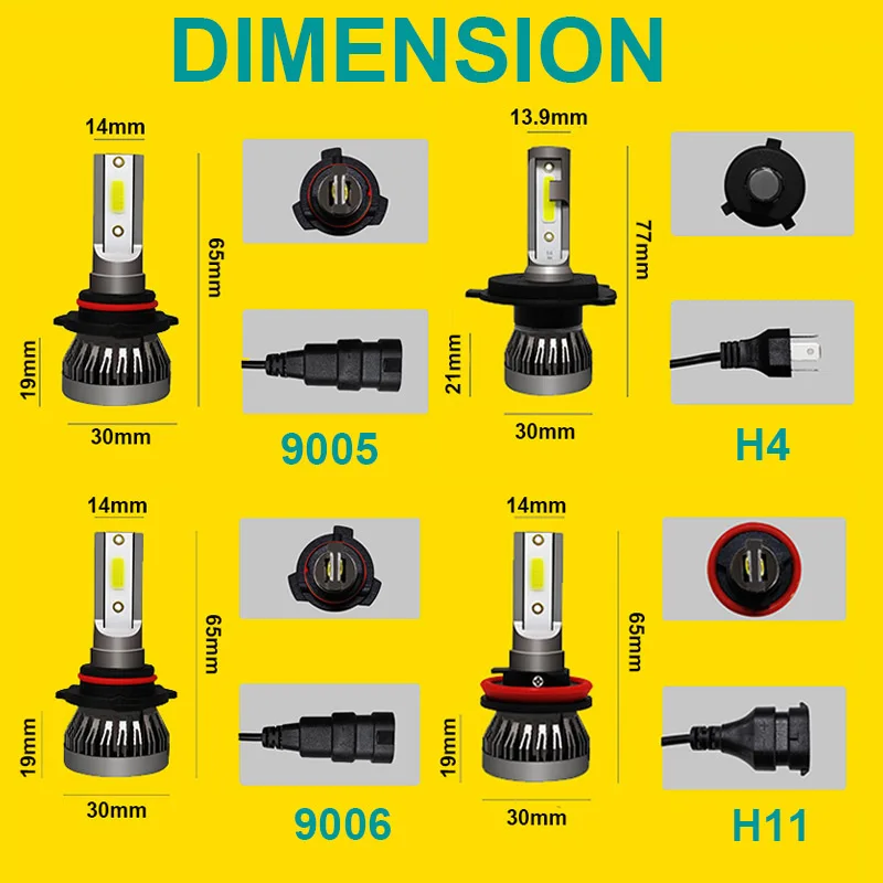 TF30 2 шт./лот автомобильный светильник H4 H7 H1 H11 H9 H8 HB3 9005 HB4 9006 HB2 9003 HB1 9004 12 V/24 V светодиодный головной светильник автомобильных ламп