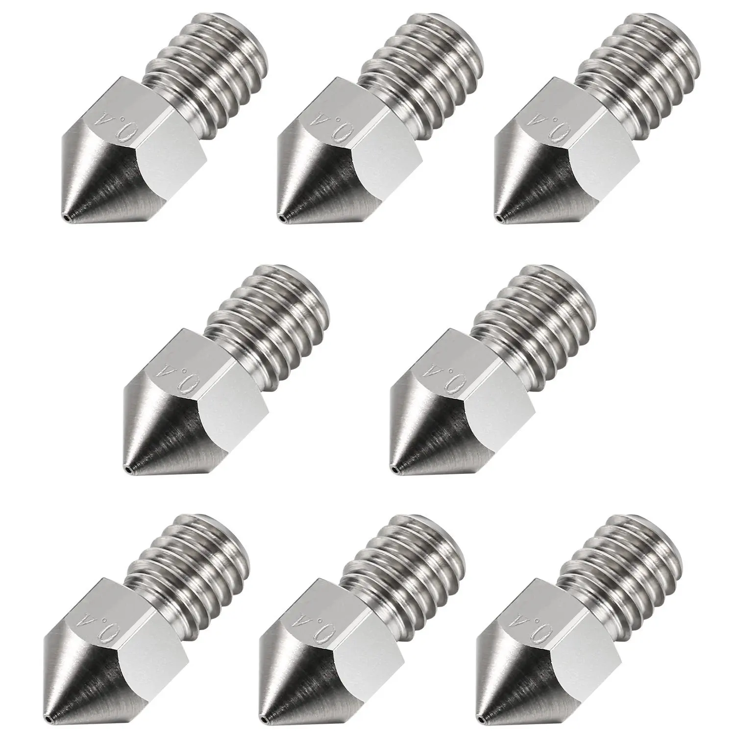 

8Pack 0.4 mm 3D Printer Extruder M6 Stainless Steel Nozzle Print Head for 1.75 mm MK8 3D Printer